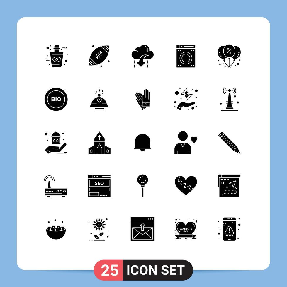 conjunto do 25 moderno ui ícones símbolos sinais para desconto banho baixar máquina dados editável vetor Projeto elementos