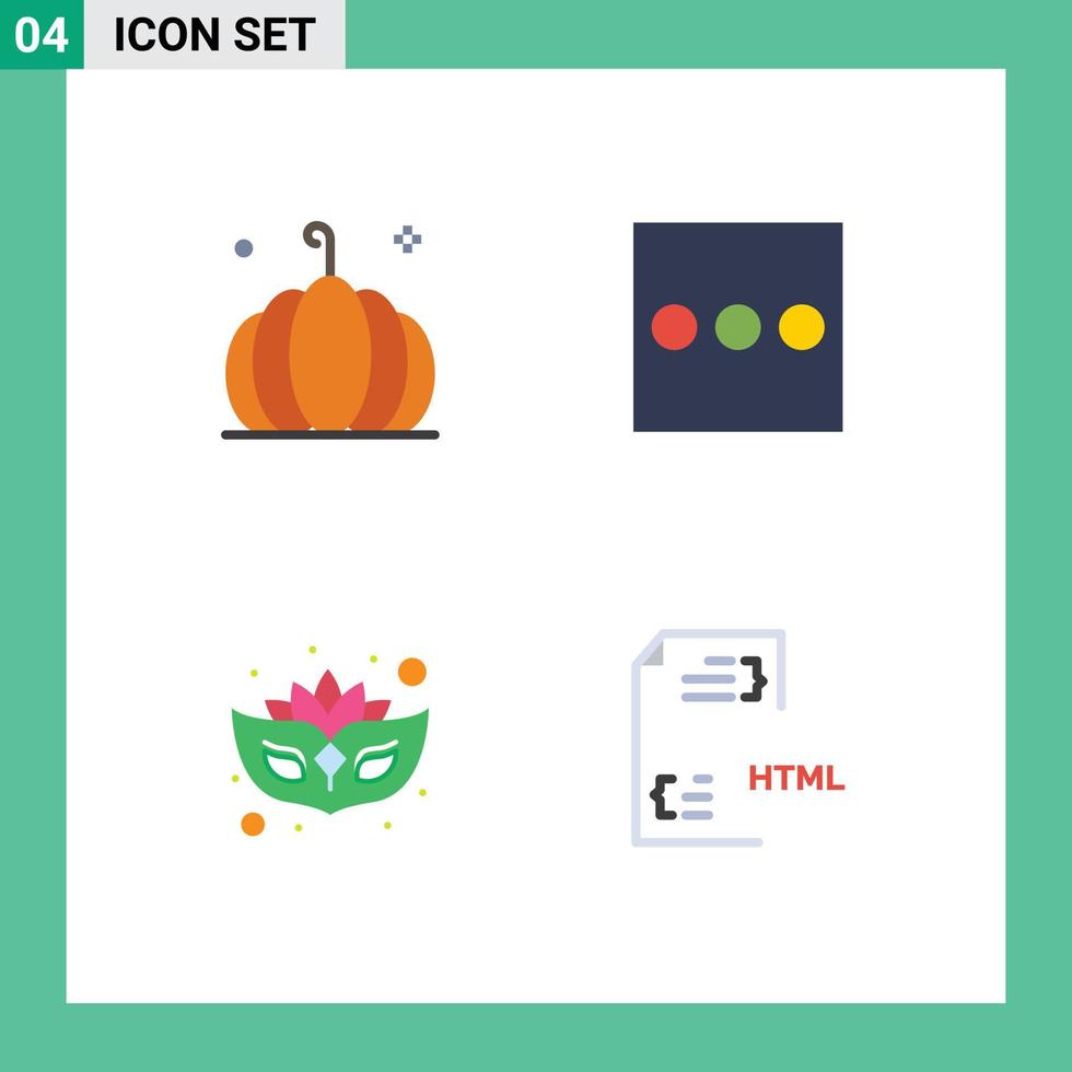 plano ícone pacote do 4 universal símbolos do Comida codificação vegetal carnaval desenvolvimento editável vetor Projeto elementos