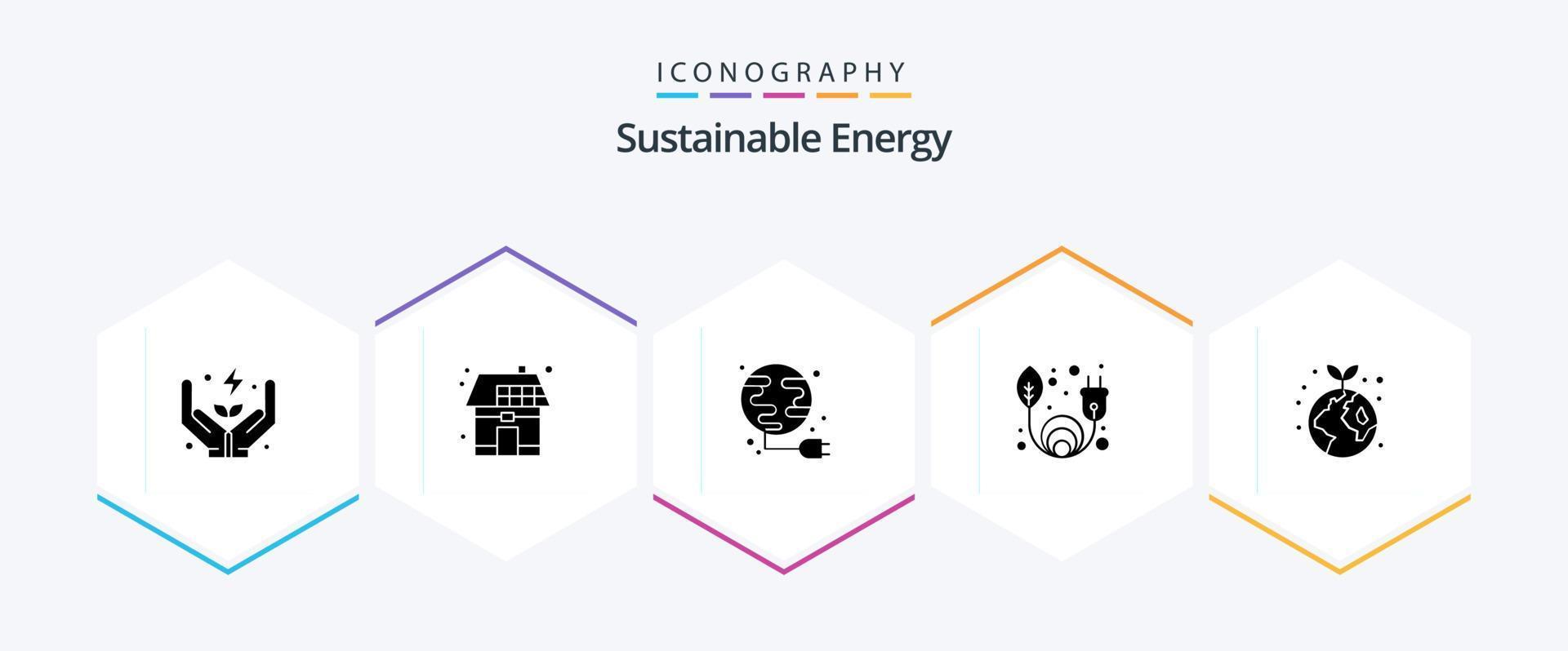 sustentável energia 25 glifo ícone pacote Incluindo ecologia. renovável. solar. verde energia. globo vetor