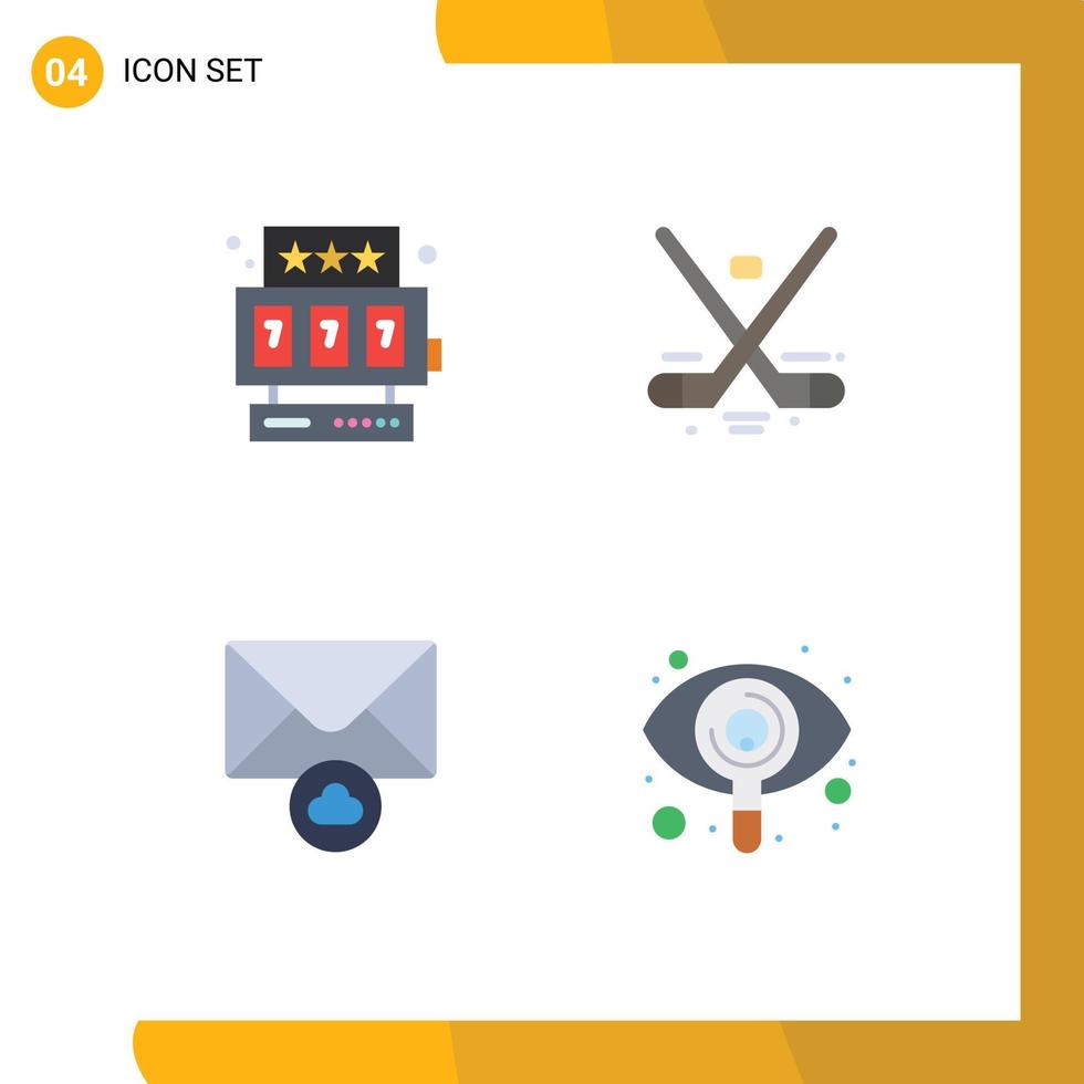 Móvel interface plano ícone conjunto do 4 pictogramas do ranhura máquina envelope Canadá gelo olho editável vetor Projeto elementos