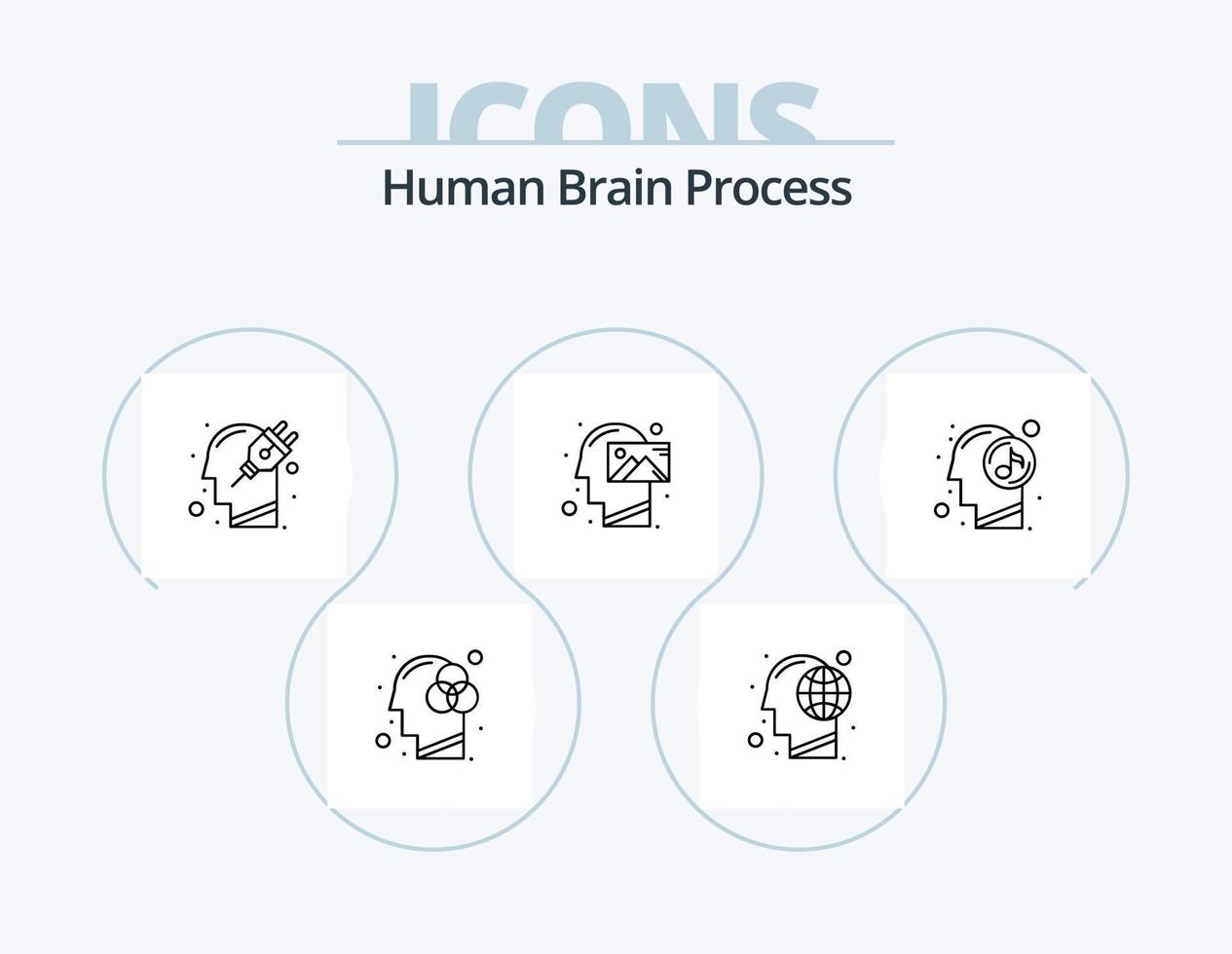 humano cérebro processo linha ícone pacote 5 ícone Projeto. mente. cabeça. mente. plugar. mente vetor