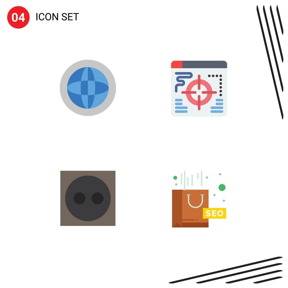 pacote do 4 moderno plano ícones sinais e símbolos para rede impressão meios de comunicação tal Como Centro elétrico Socorro o negócio complexo editável vetor Projeto elementos