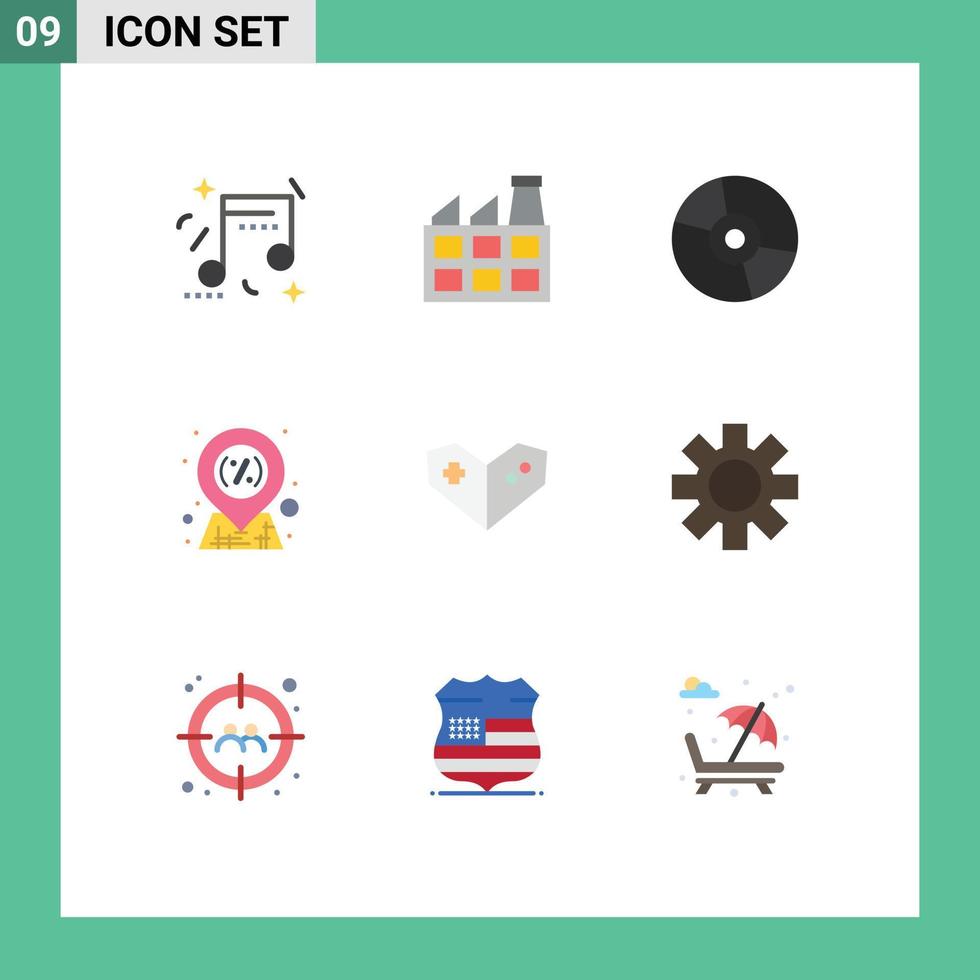universal ícone símbolos grupo do 9 moderno plano cores do videogame venda disco mercado desconto editável vetor Projeto elementos