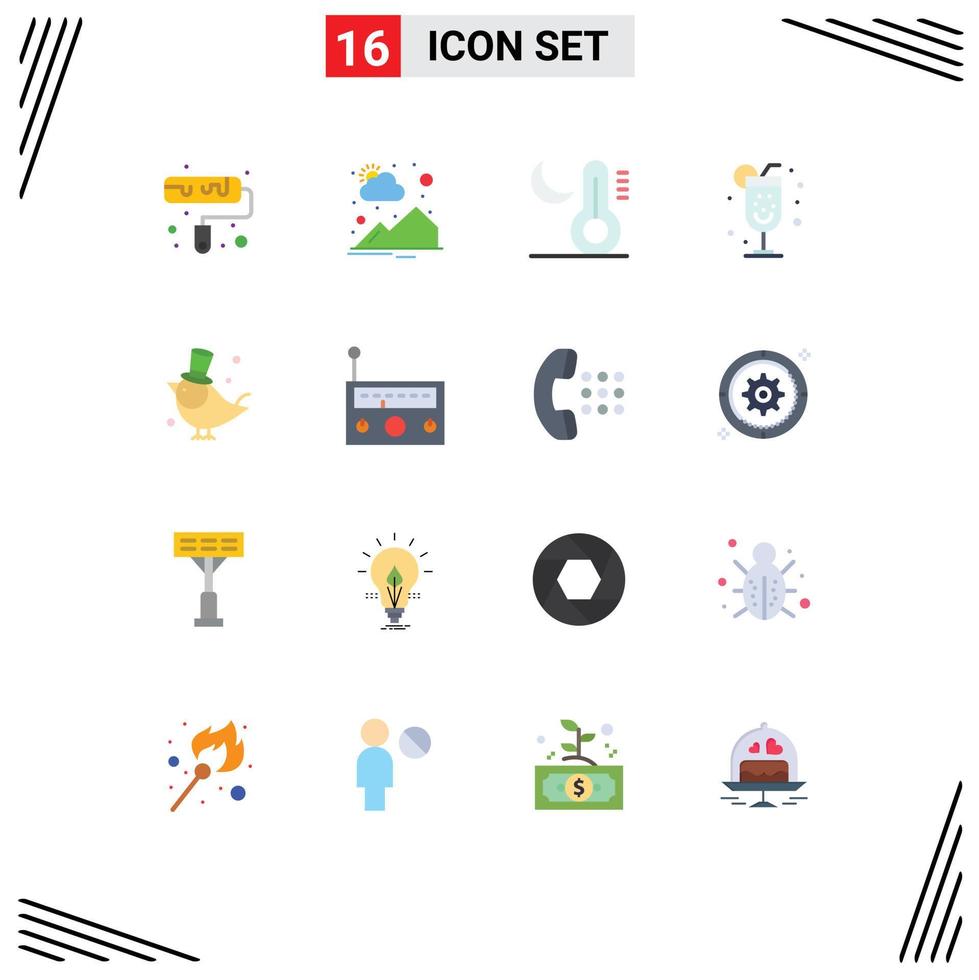 conjunto do 16 moderno ui ícones símbolos sinais para pardal mosca lua pássaro noite editável pacote do criativo vetor Projeto elementos