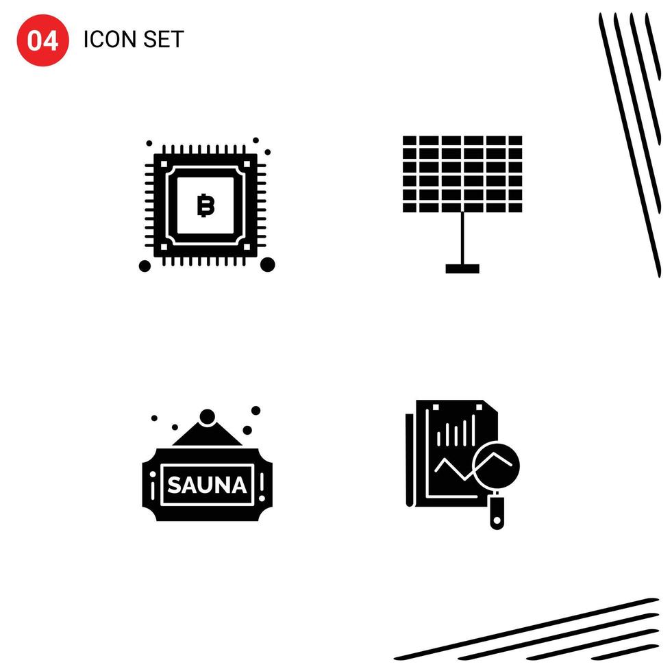 conjunto do 4 moderno ui ícones símbolos sinais para bitcoin placa poder solar Arquivo editável vetor Projeto elementos