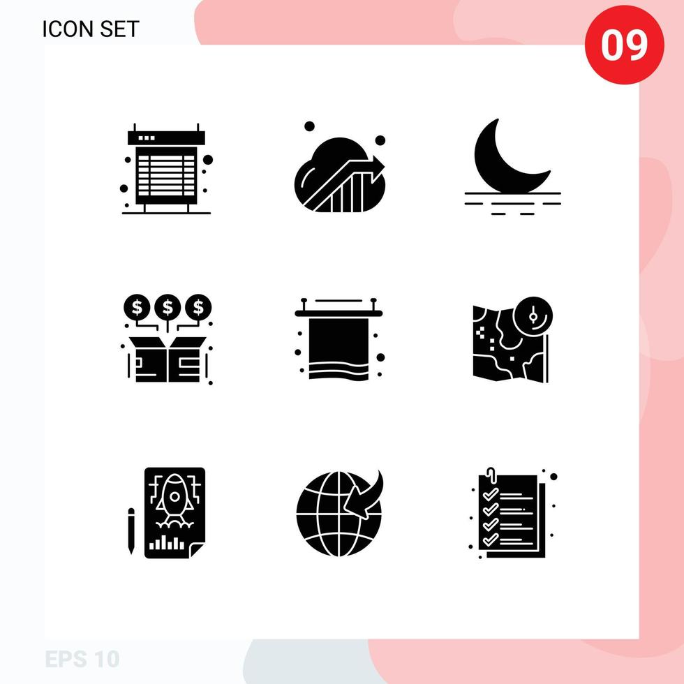 conjunto do 9 moderno ui ícones símbolos sinais para banho dinheiro seo troca caixa editável vetor Projeto elementos