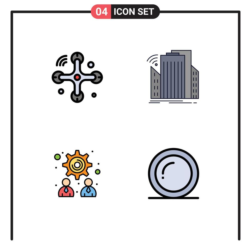 conjunto do 4 moderno ui ícones símbolos sinais para comunicações gestão Internet do coisas sensor trabalho em equipe editável vetor Projeto elementos