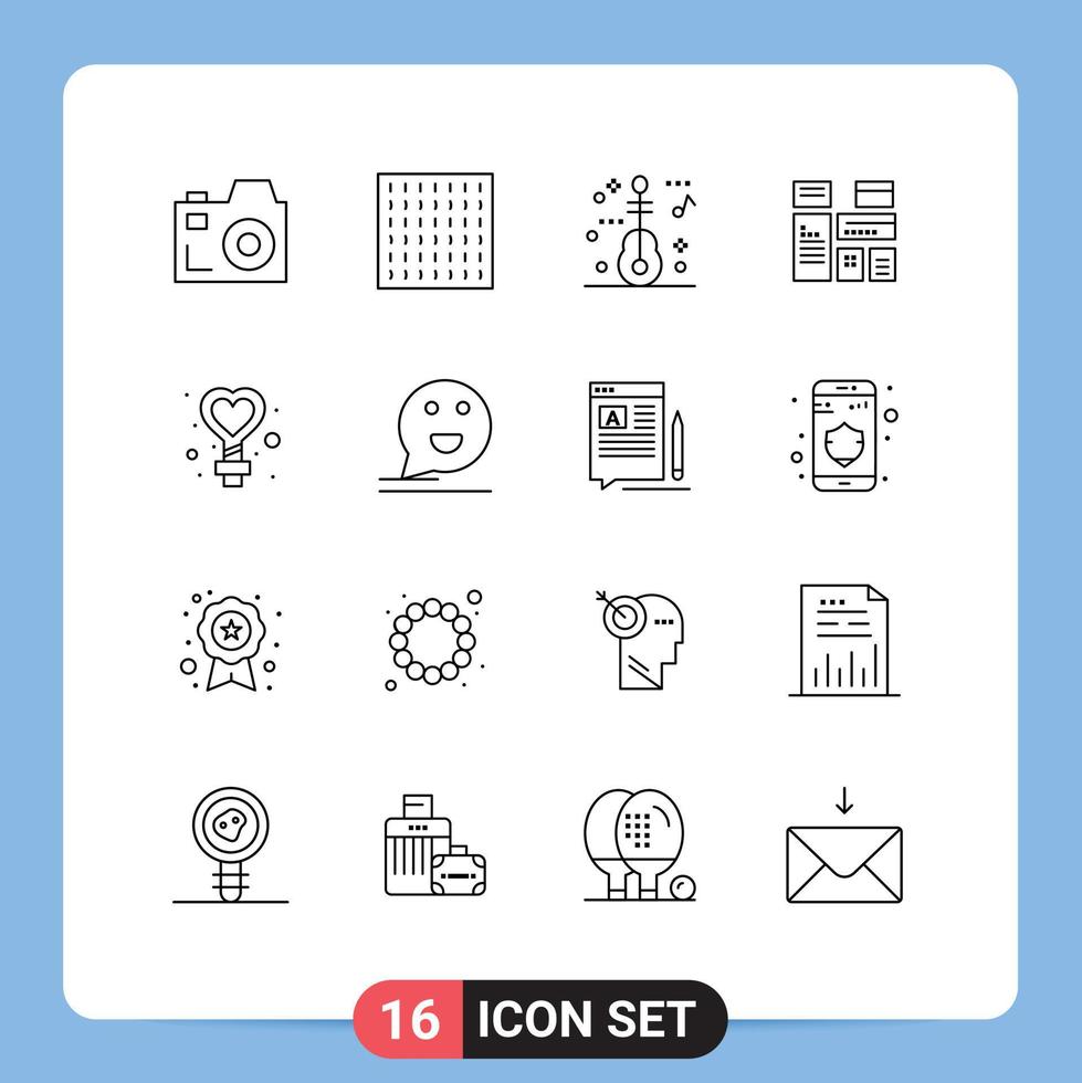conjunto do 16 moderno ui ícones símbolos sinais para bolha placa viagem amor marketing editável vetor Projeto elementos