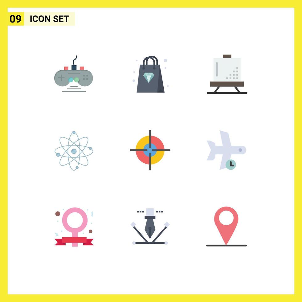 9 criativo ícones moderno sinais e símbolos do alvo química codificação molécula átomo editável vetor Projeto elementos