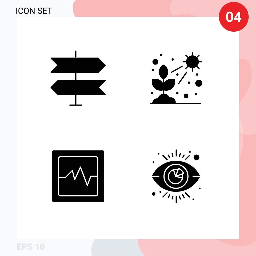 sólido glifo pacote do 4 universal símbolos do direção gráfico cacto plantar Visão editável vetor Projeto elementos
