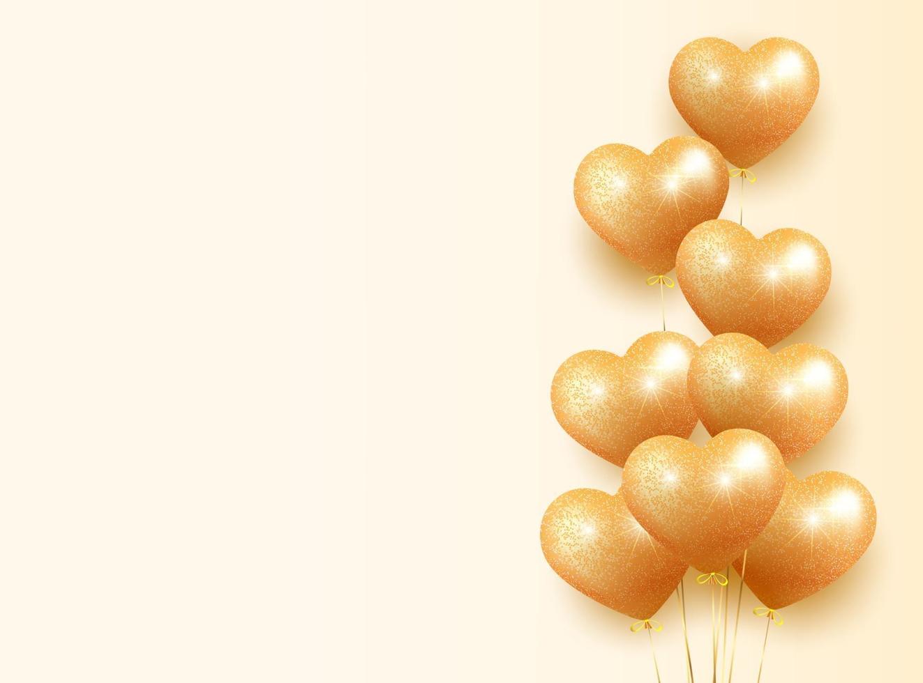 banner de balões com glitter dourado vetor