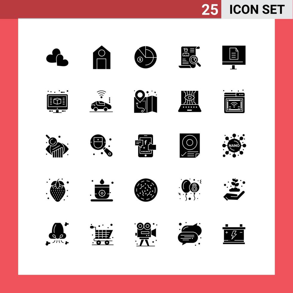 conjunto do 25 moderno ui ícones símbolos sinais para o negócio trabalho análise cv currículo editável vetor Projeto elementos