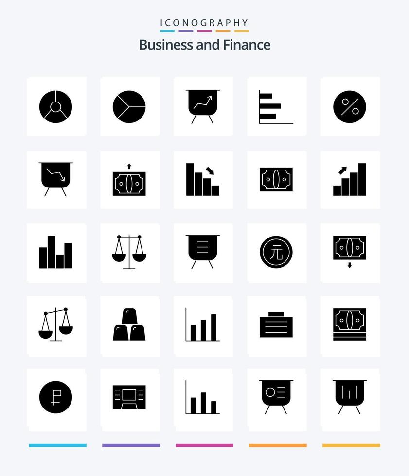 criativo finança 25 glifo sólido Preto ícone pacote tal Como negócios. desempenho. gráfico. finança. por cento vetor