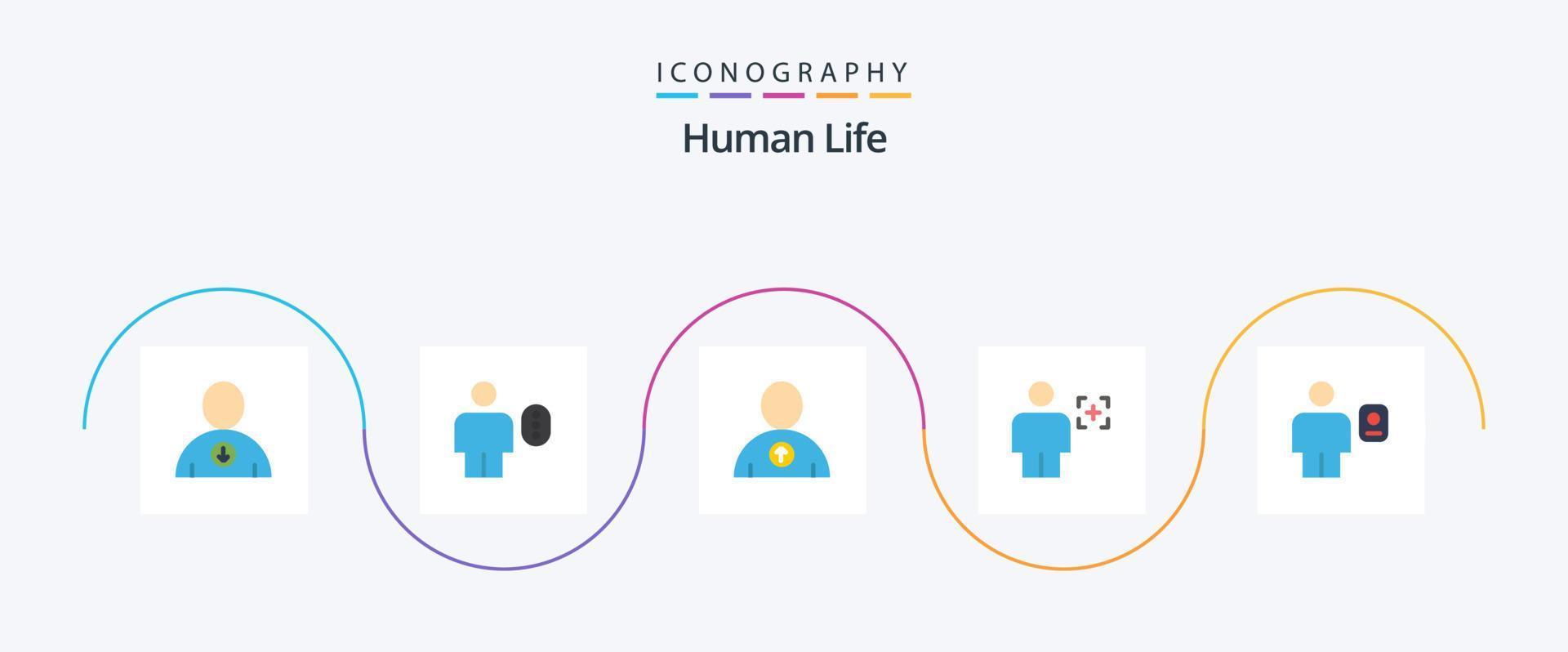 humano plano 5 ícone pacote Incluindo corpo. reconhecimento. avatar. imagem. corpo vetor