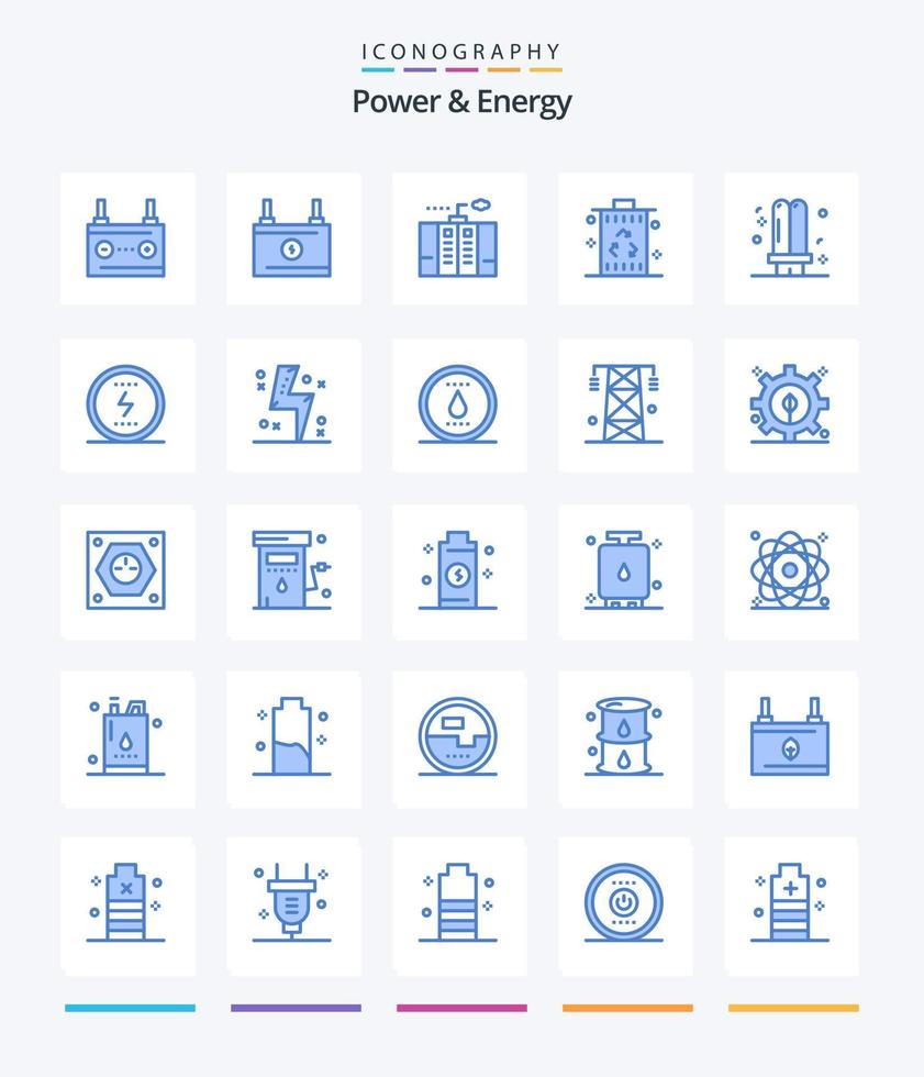 criativo poder e energia 25 azul ícone pacote tal Como poder. energia. poder. bin. gerador vetor