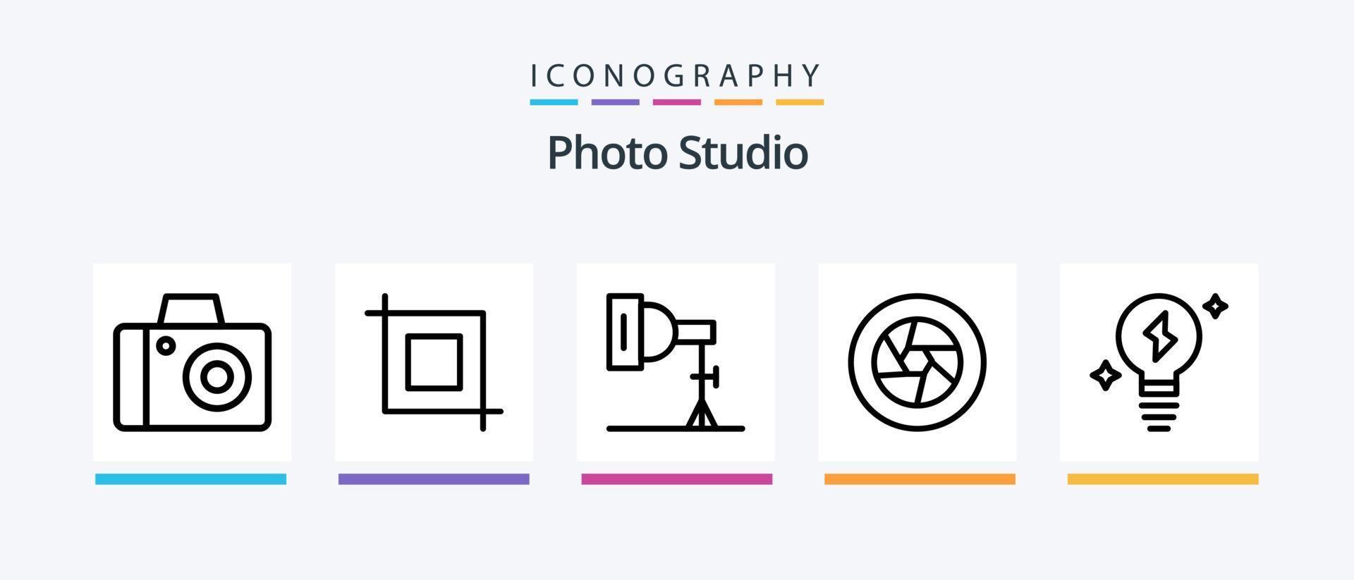 foto estúdio linha 5 ícone pacote Incluindo vídeo. estúdio. estrela. armazenar. imagens de vídeo. criativo ícones Projeto vetor