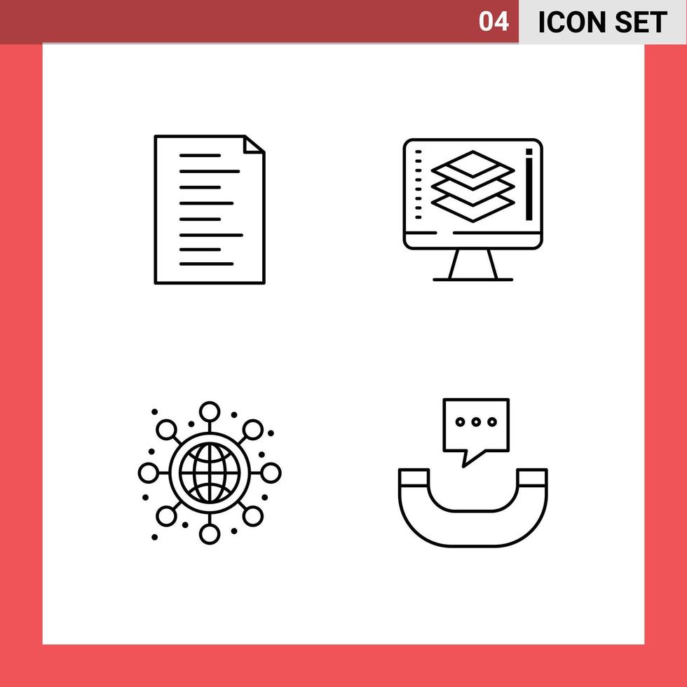 pictograma conjunto do 4 simples linha preenchida plano cores do código comece programação tela telefone editável vetor Projeto elementos