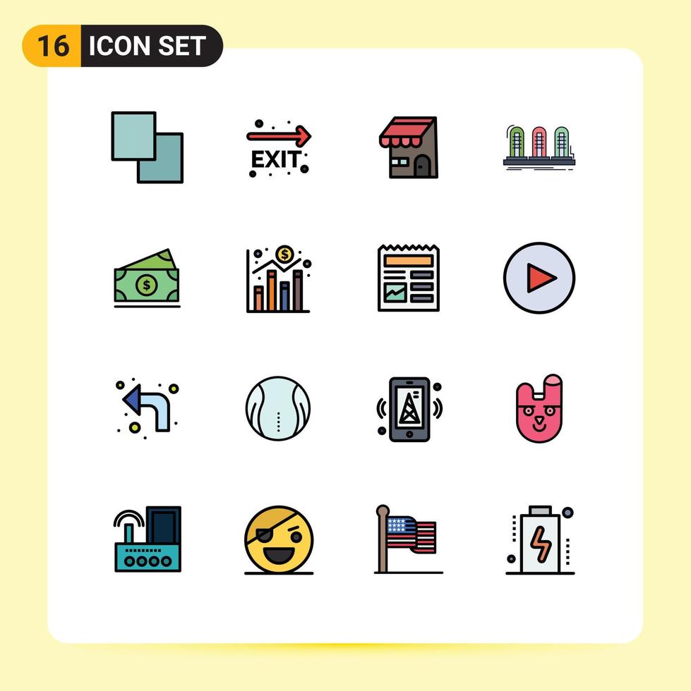 do utilizador interface pacote do 16 básico plano cor preenchidas linhas do dinheiro tubo comércio eletrônico som analógico editável criativo vetor Projeto elementos