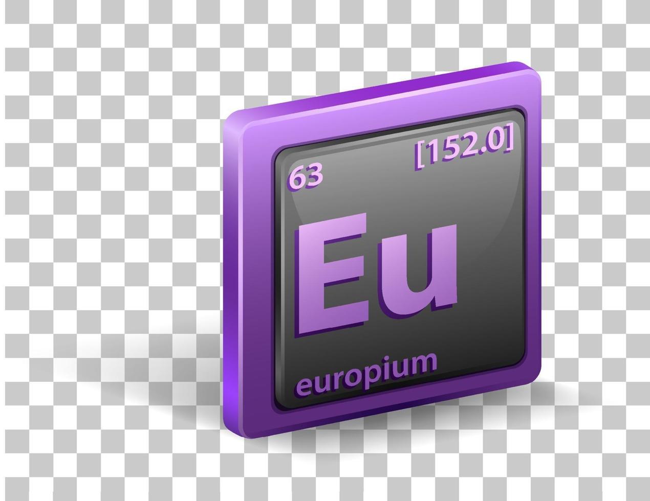 elemento químico európio. símbolo químico com número atômico e massa atômica. vetor