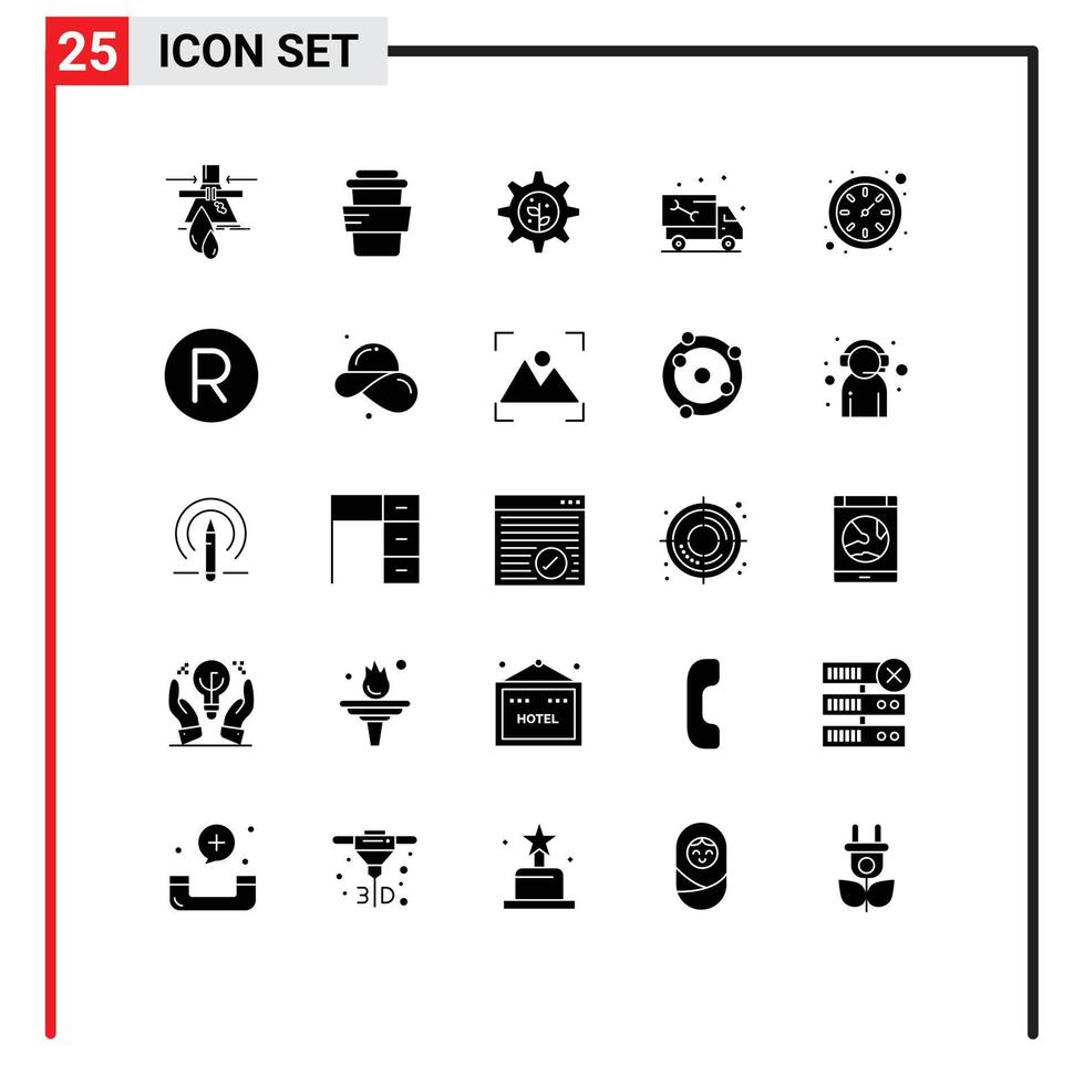 25 criativo ícones moderno sinais e símbolos do Tempo caminhão terra encanamento tubo editável vetor Projeto elementos