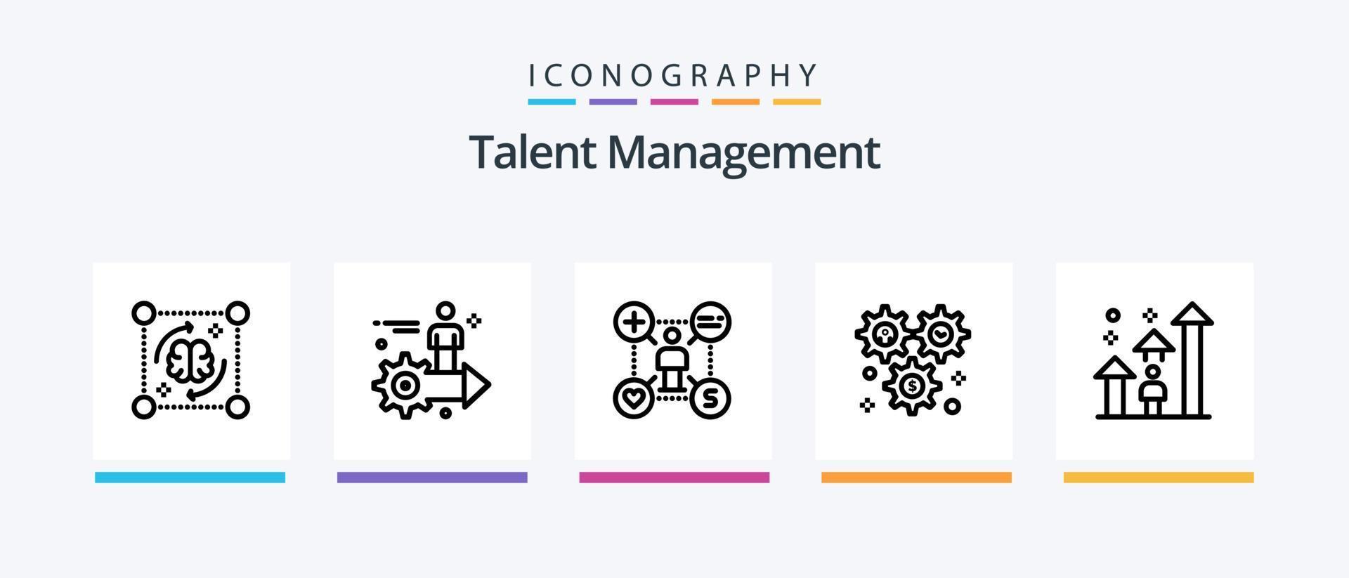 talento gestão linha 5 ícone pacote Incluindo engrenagem contexto. roda. carreira. seta. criativo ícones Projeto vetor