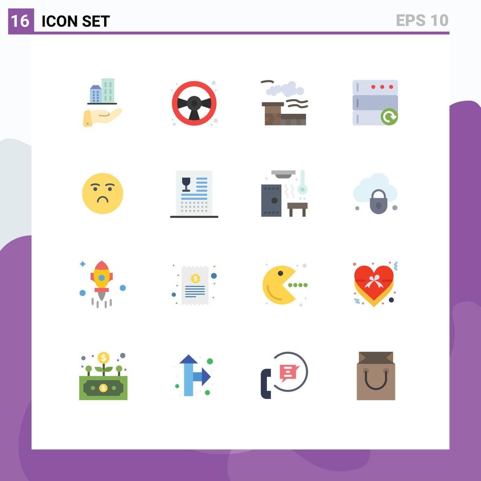 16 universal plano cor sinais símbolos do triste emoção fábrica emoji recarregar editável pacote do criativo vetor Projeto elementos