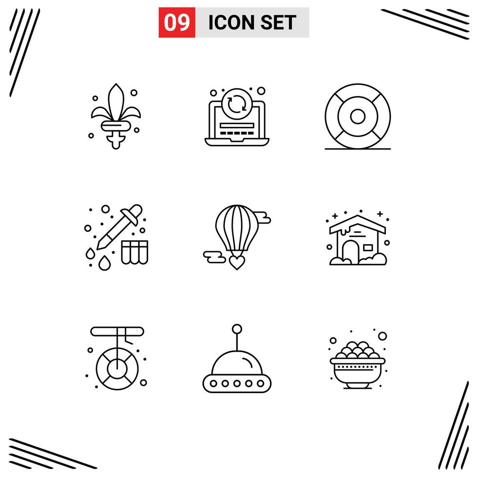 9 universal esboço sinais símbolos do vôo baloon solta básico dispositivo ux editável vetor Projeto elementos