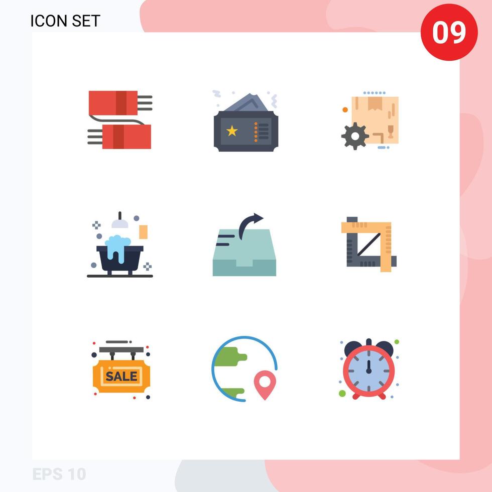 grupo do 9 plano cores sinais e símbolos para enviar banheira filme banheiro configurações editável vetor Projeto elementos