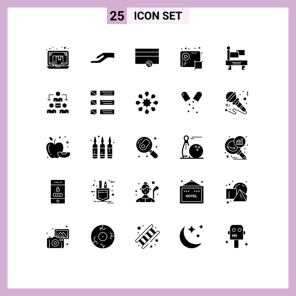 do utilizador interface pacote do 25 básico sólido glifos do vídeo meios de comunicação compartilhar colheita por cento editável vetor Projeto elementos