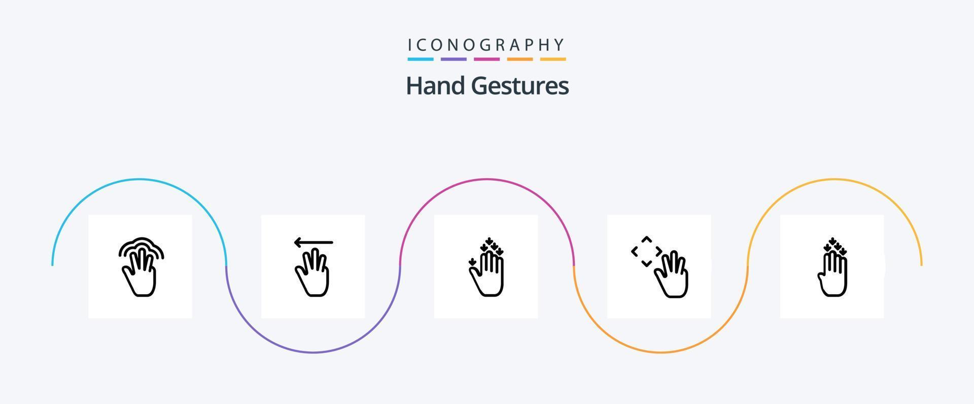 mão gestos linha 5 ícone pacote Incluindo dedo. acima. esquerda. mão cursor. baixa vetor