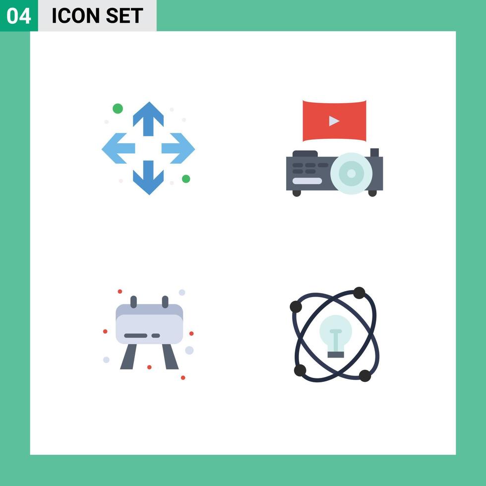 4 universal plano ícones conjunto para rede e Móvel formulários prolongar idéia cinema borda luz editável vetor Projeto elementos