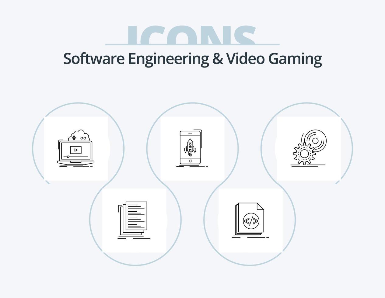 Programas Engenharia e vídeo jogos linha ícone pacote 5 ícone Projeto. novo. aplicativo. teste. psp. jogos vetor