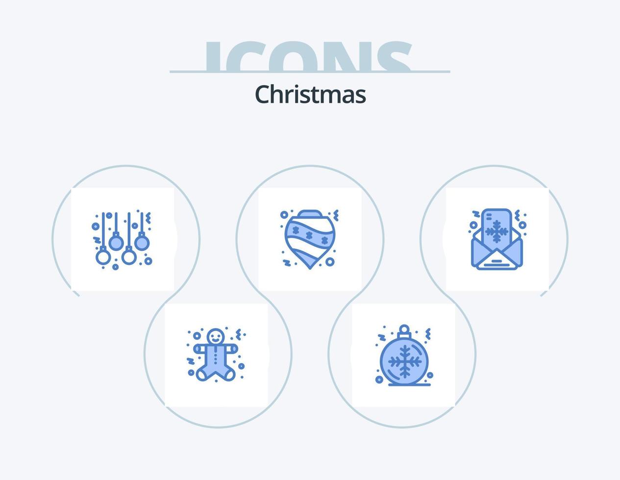 Natal azul ícone pacote 5 ícone Projeto. correspondência. decoração. acessórios. Natal. bolas vetor