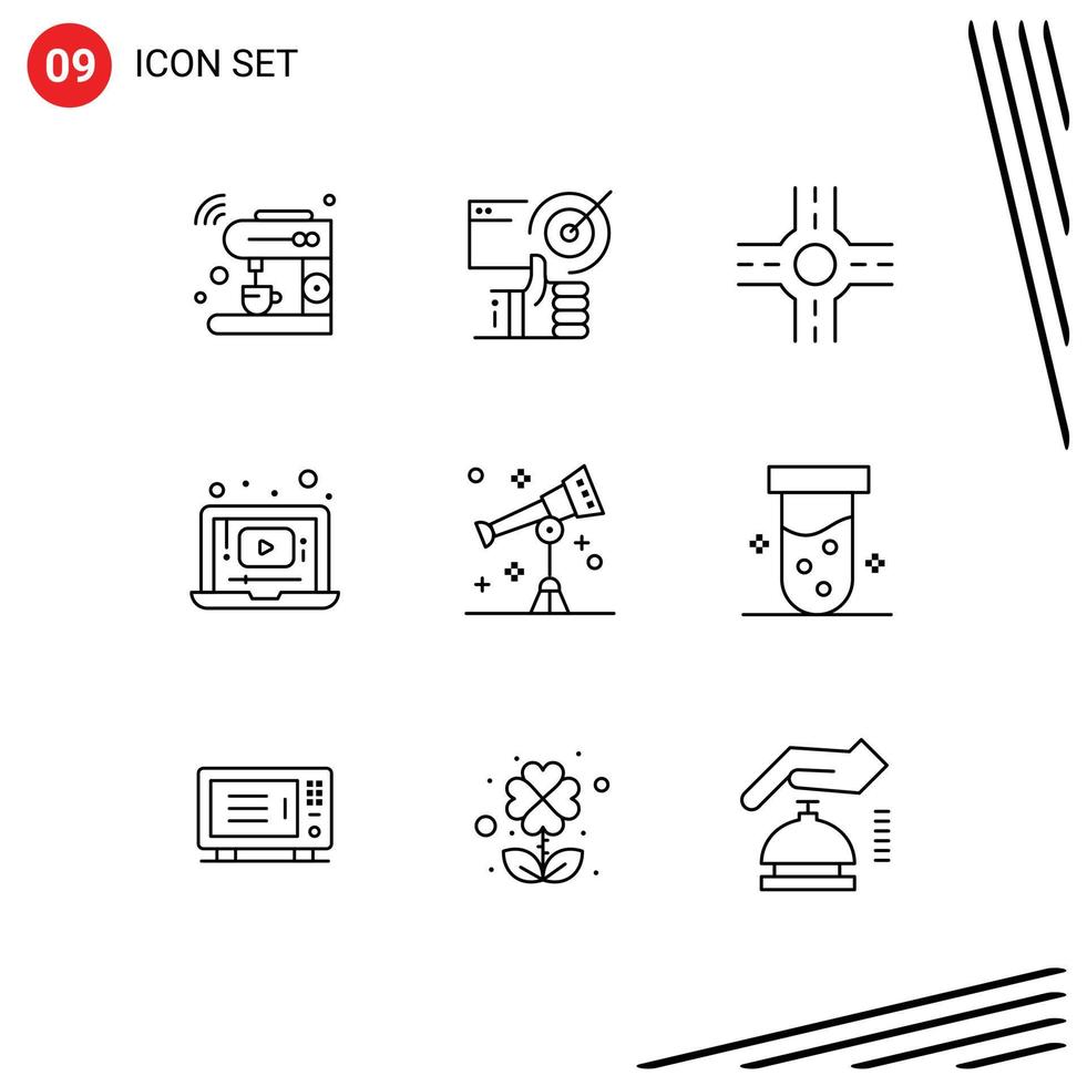 conjunto do 9 moderno ui ícones símbolos sinais para espaço astronomia tumbs música vídeo editável vetor Projeto elementos