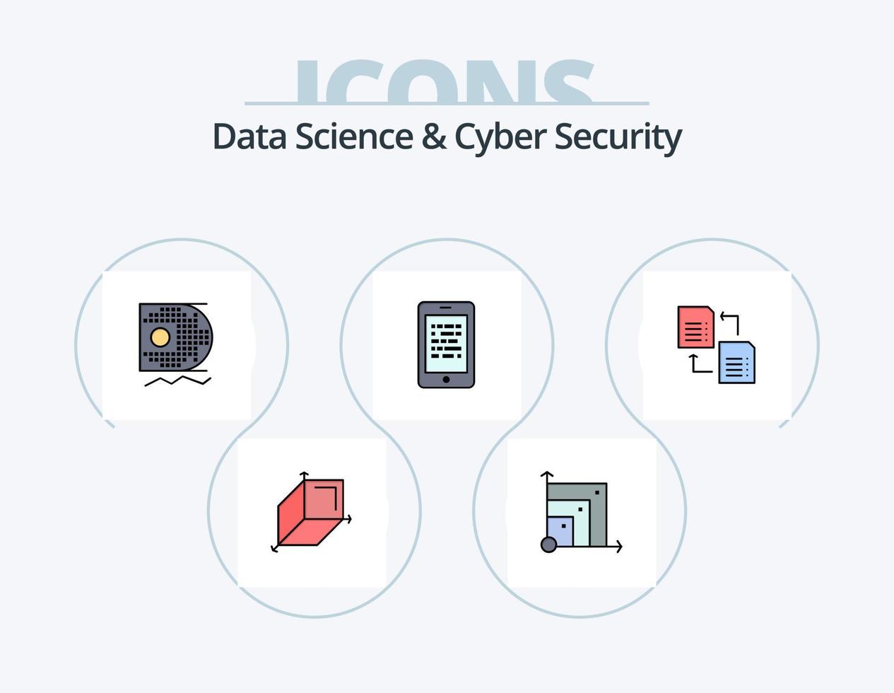 dados Ciência e cyber segurança linha preenchidas ícone pacote 5 ícone Projeto. dólar. ciência. previsão. instruir dados. desestruturar vetor