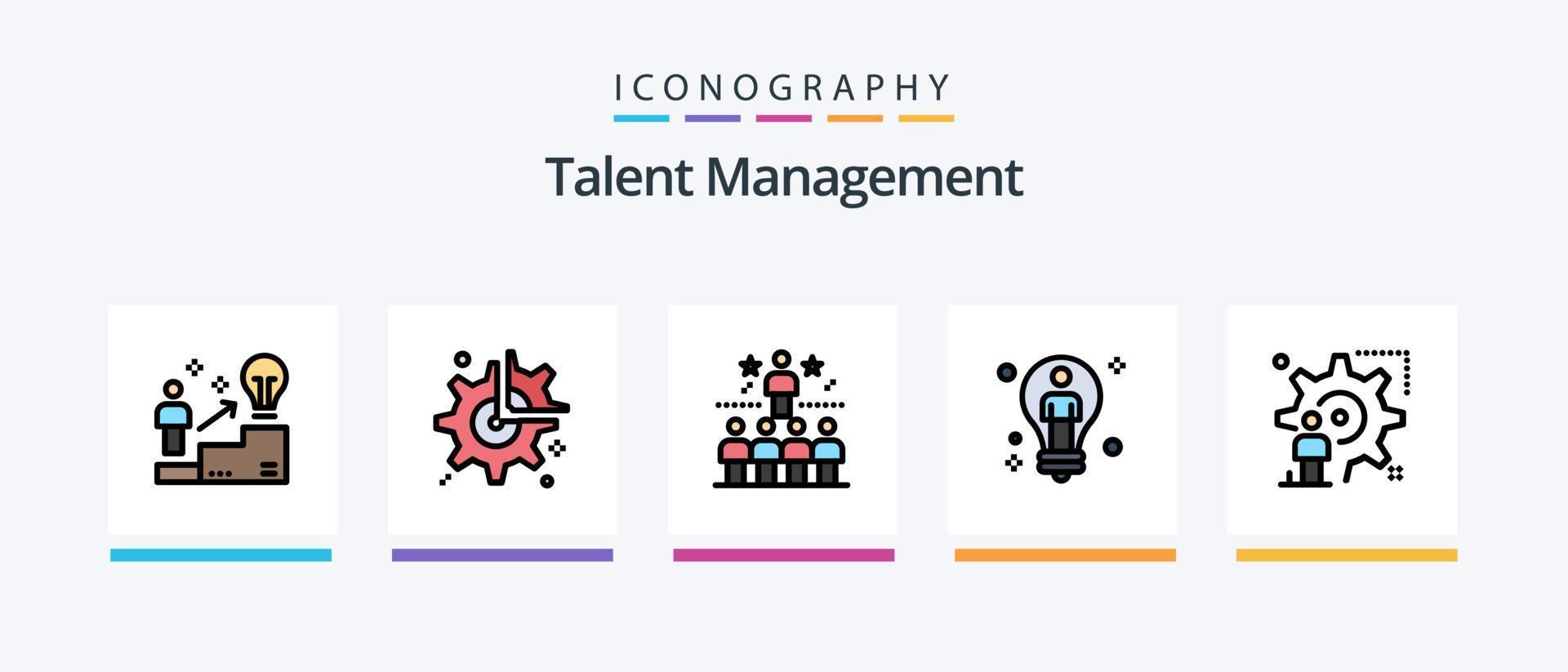 talento gestão linha preenchidas 5 ícone pacote Incluindo solução. lâmpada. pausa. solução. engrenagem criativo ícones Projeto vetor