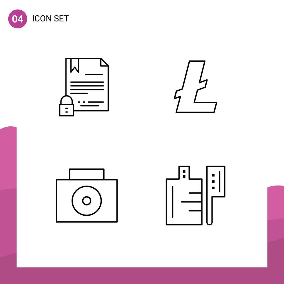 conjunto do 4 moderno ui ícones símbolos sinais para eletrônico assinatura nuclear documento criptomoeda Comida editável vetor Projeto elementos