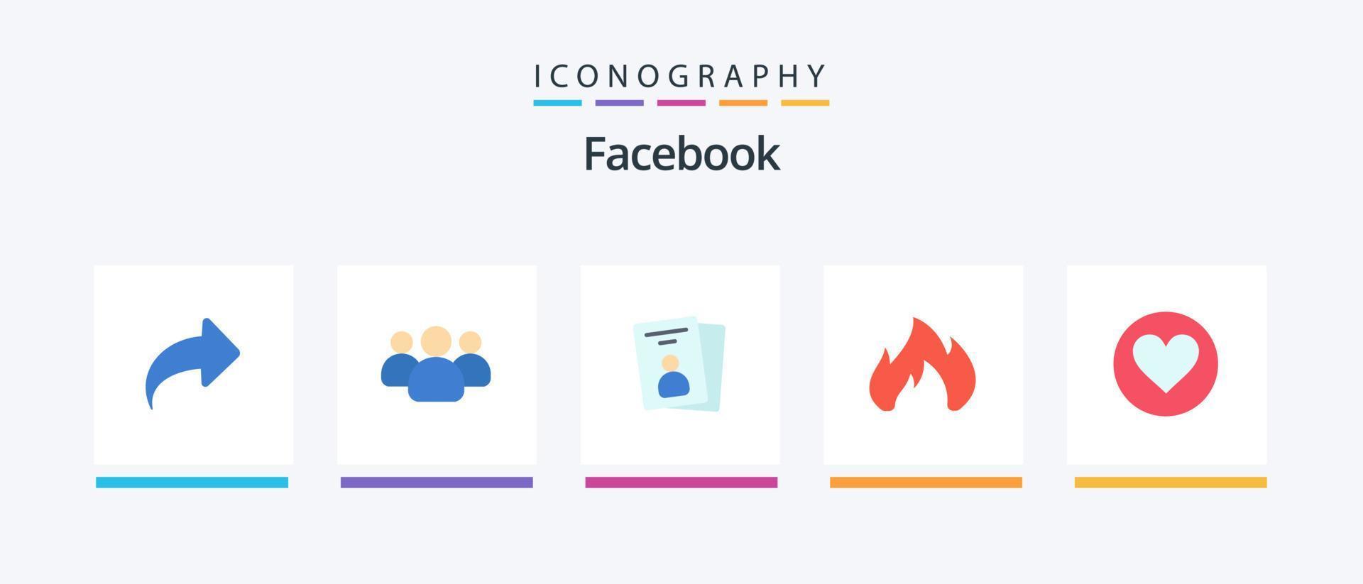 Facebook plano 5 ícone pacote Incluindo coração. fagulha. eu ia. fogo lugar. fogo. criativo ícones Projeto vetor