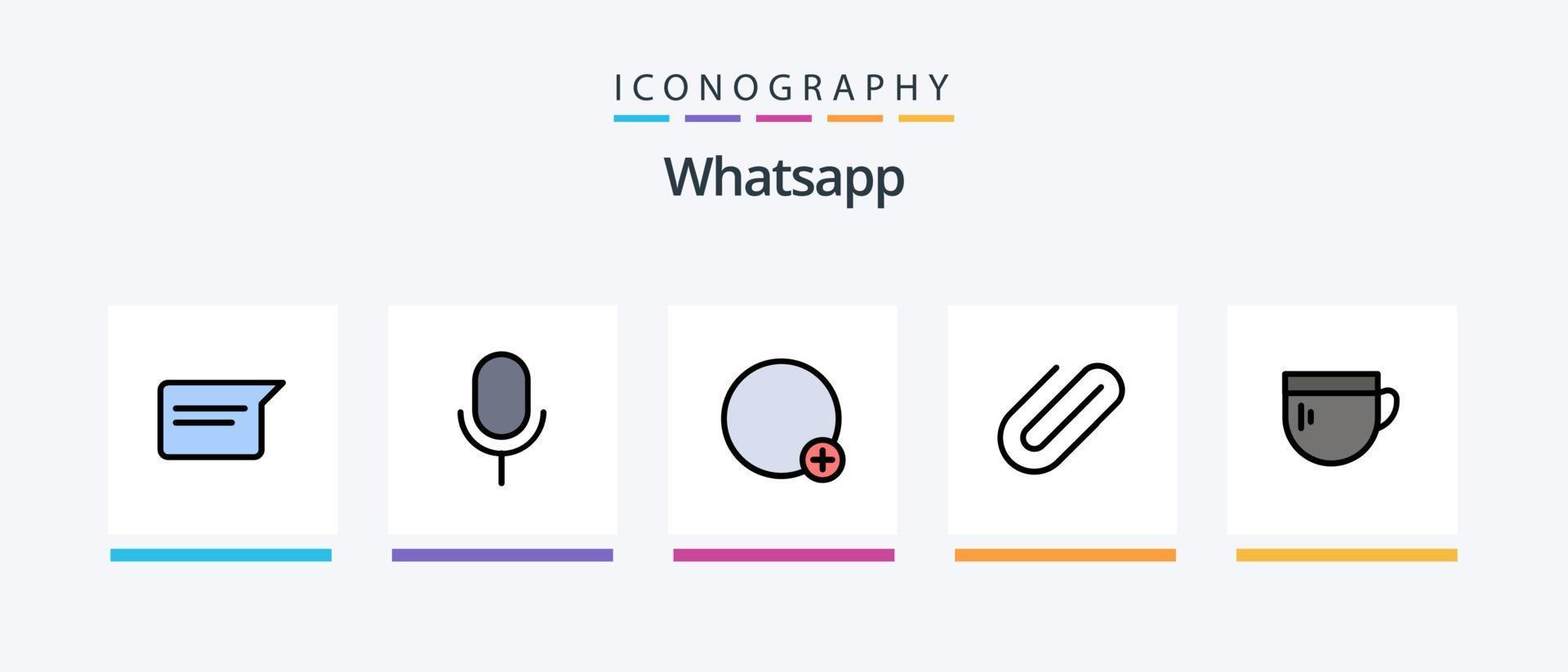 Whatsapp linha preenchidas 5 ícone pacote Incluindo básico. imagem. imagem. adicionar. anexar. criativo ícones Projeto vetor
