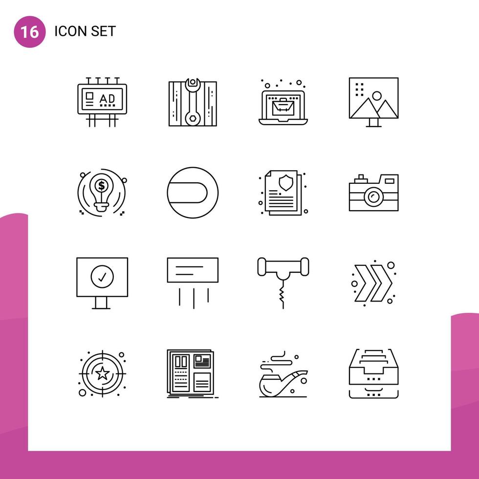 conjunto do 16 moderno ui ícones símbolos sinais para lâmpada foto edição conectados modificar fotografias alterando imagem editável vetor Projeto elementos
