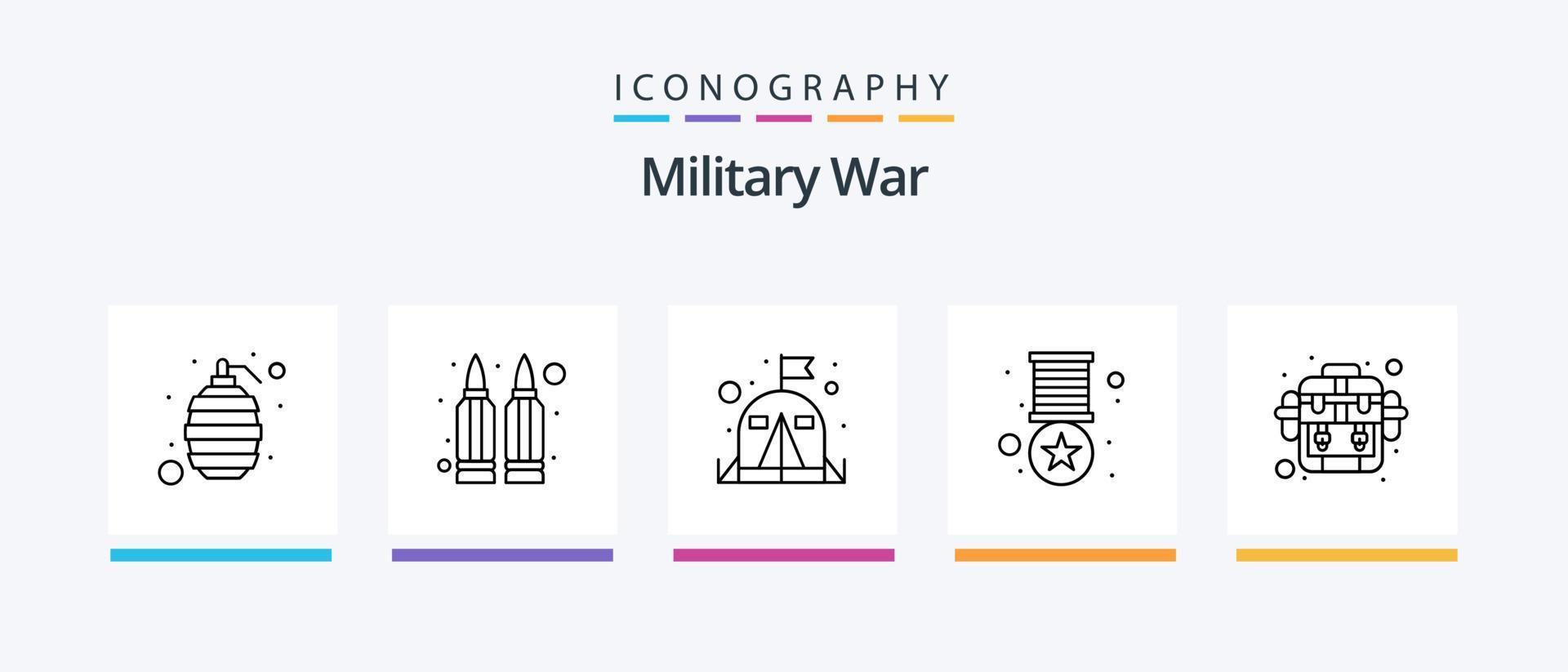 militares guerra linha 5 ícone pacote Incluindo distintivo. GPS navegação. balas. Tempo otimização. militares. criativo ícones Projeto vetor