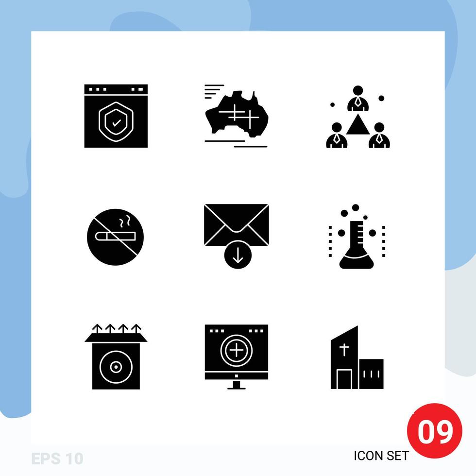 do utilizador interface pacote do 9 básico sólido glifos do saúde não fumar viagem fumar gestão editável vetor Projeto elementos