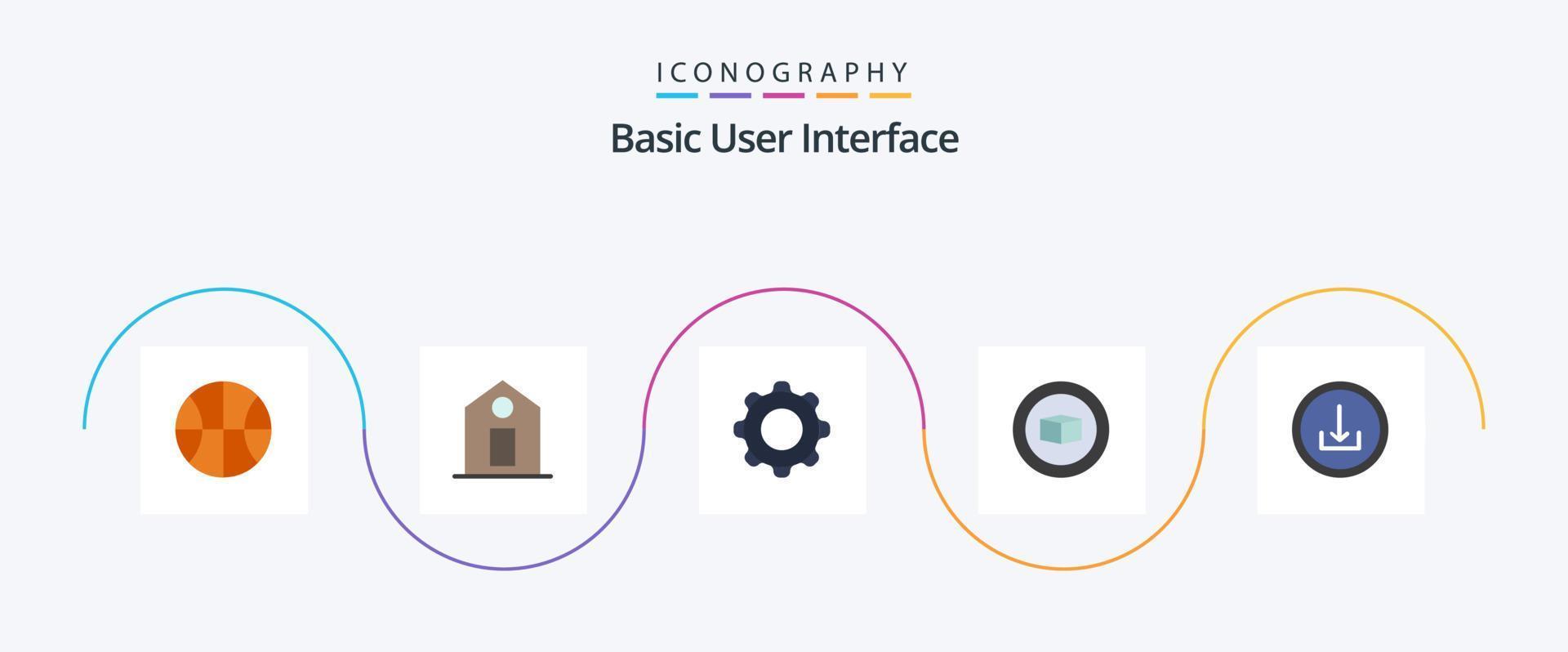 básico plano 5 ícone pacote Incluindo básico. definir. básico. básico vetor