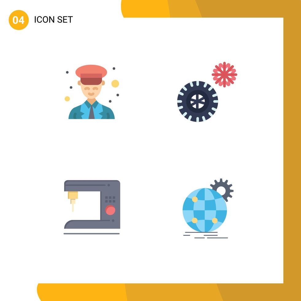 4 temático vetor plano ícones e editável símbolos do fêmea elétrico polícia roda máquina editável vetor Projeto elementos