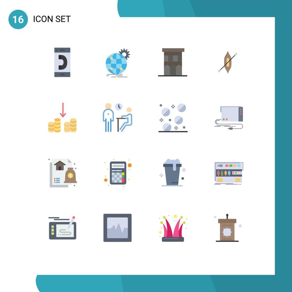16 do utilizador interface plano cor pacote do moderno sinais e símbolos do caiaque barco mundo Largo residência casa editável pacote do criativo vetor Projeto elementos