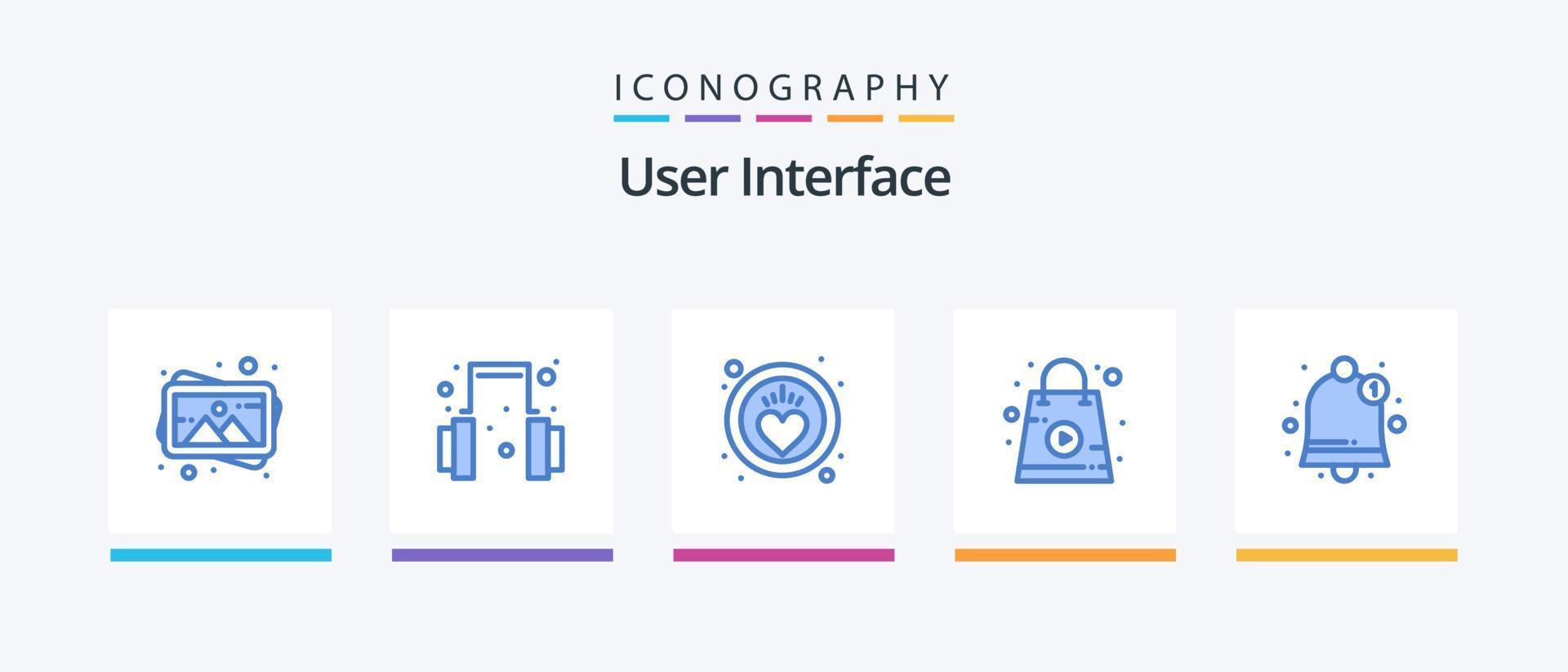 do utilizador interface azul 5 ícone pacote Incluindo . notificação. coração. interface. loja. criativo ícones Projeto vetor