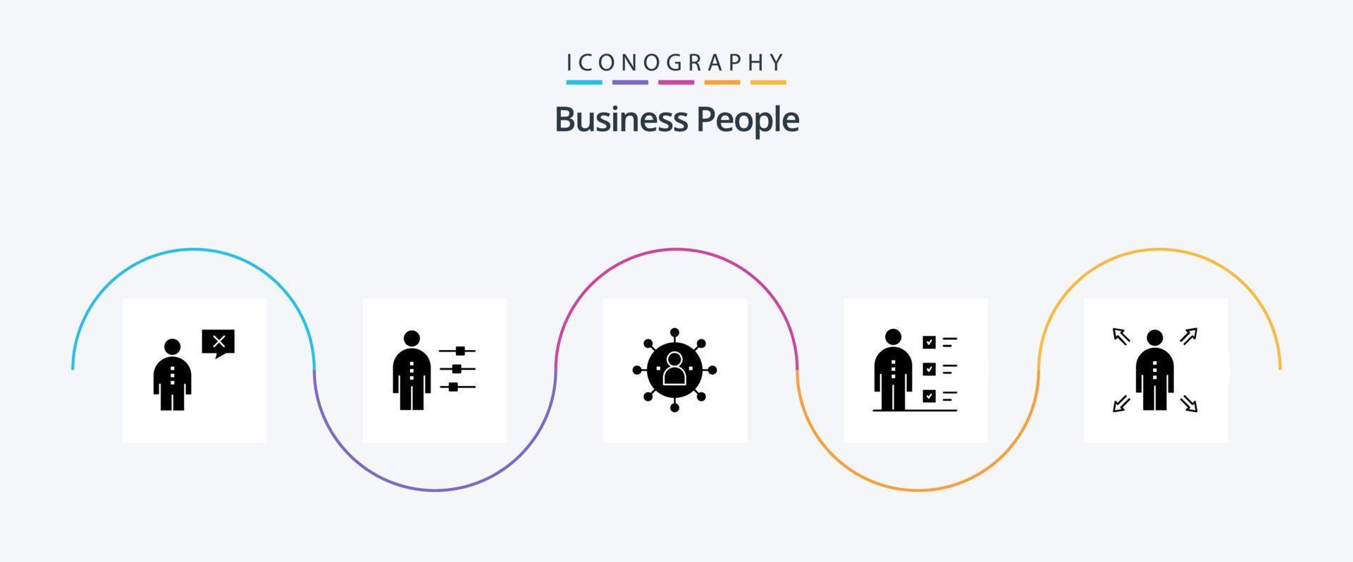 o negócio pessoas glifo 5 ícone pacote Incluindo funcionário. habilidades. pessoa. compartilhar. pessoas vetor