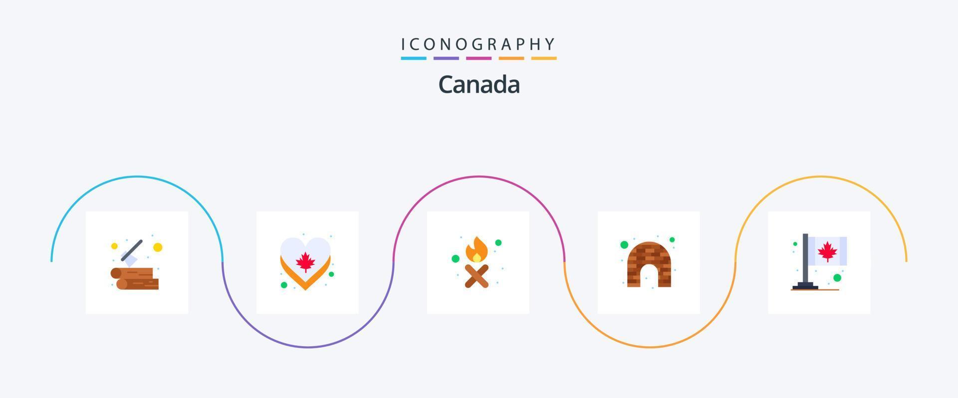 Canadá plano 5 ícone pacote Incluindo bandeira. hotel. aventura. olhar. Canadá vetor