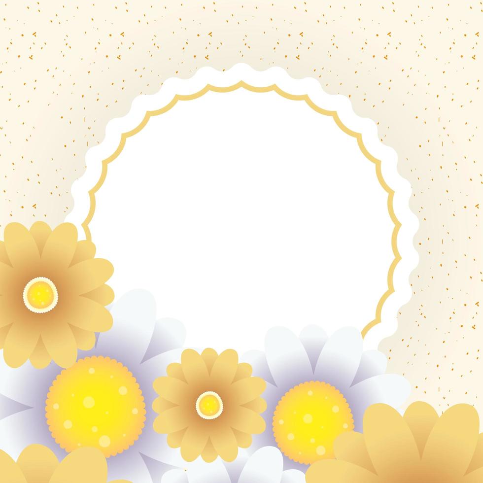 modelo de cartão decorativo floral com moldura circular vetor