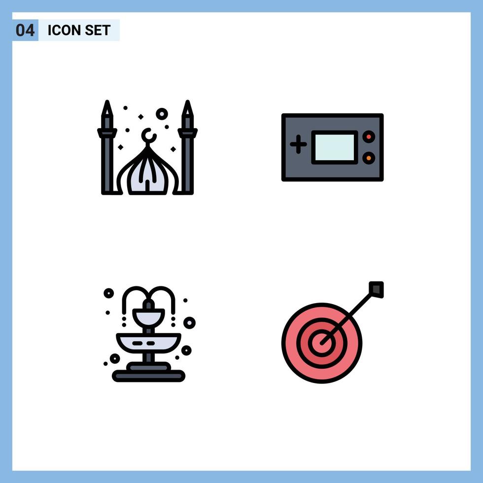 conjunto do 4 moderno ui ícones símbolos sinais para mesquita tecnologia lua eletrônicos vida editável vetor Projeto elementos